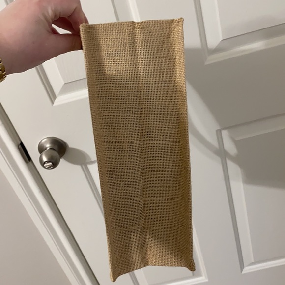 NWOT Burlap small tote bag with black stripes and handles 8.5” x 12” x 4” - Picture 4 of 4